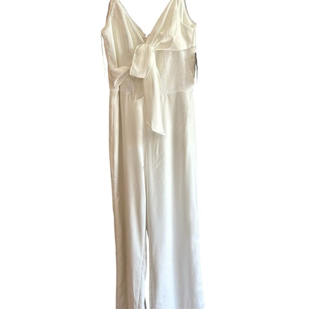 Aidan Mattox Women's Ivory Sequin Crepe Jumpsuit‎ Size 4 Party Cocktail